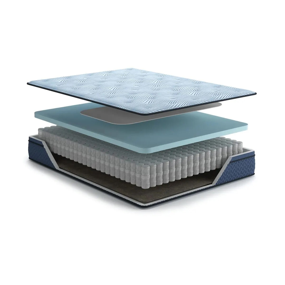 Pmy Hybrid Full Mattress, Gel Memory Foam, Edge Support System, Blue, 12 Inch