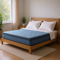 Pmy Hybrid Full Mattress, Gel Memory Foam, Edge Support System, Blue, 12 Inch