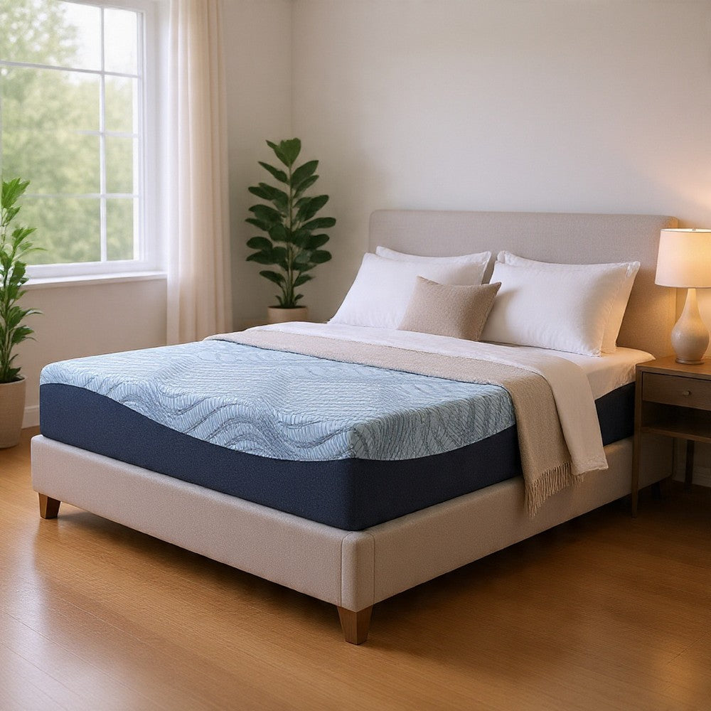 Ammy Memory Foam Full Mattress, Firm Foam Support, Light Blue, 10 Inch - BM354637