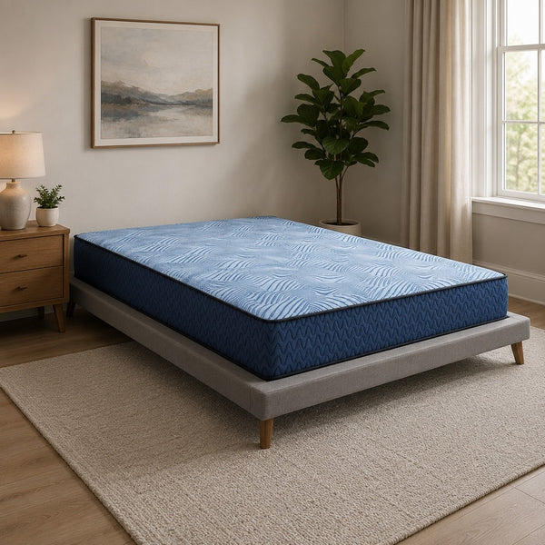 Pmy Hybrid Queen Mattress with Cooling Coil Support, Blue Polyester