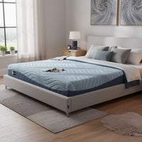 Ammy Memory Foam Queen Mattress, Firm Foam Support, Light Blue, 8 Inch