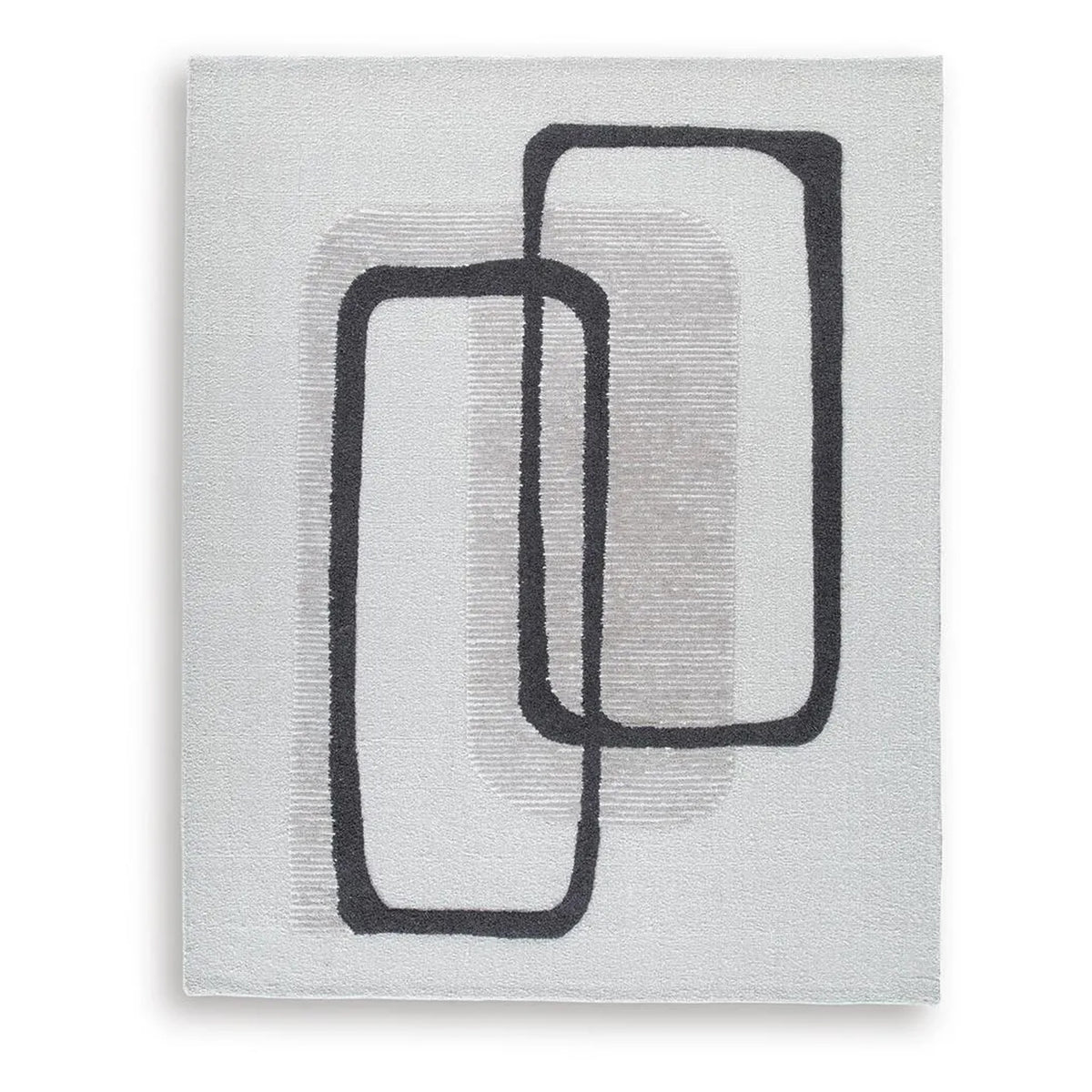 Davis 8 x10 Large Area Rug, Charcoal-Ivory Abstract Accents, Taupe Wool
