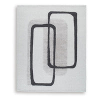 Davis 8 x10 Large Area Rug, Charcoal-Ivory Abstract Accents, Taupe Wool