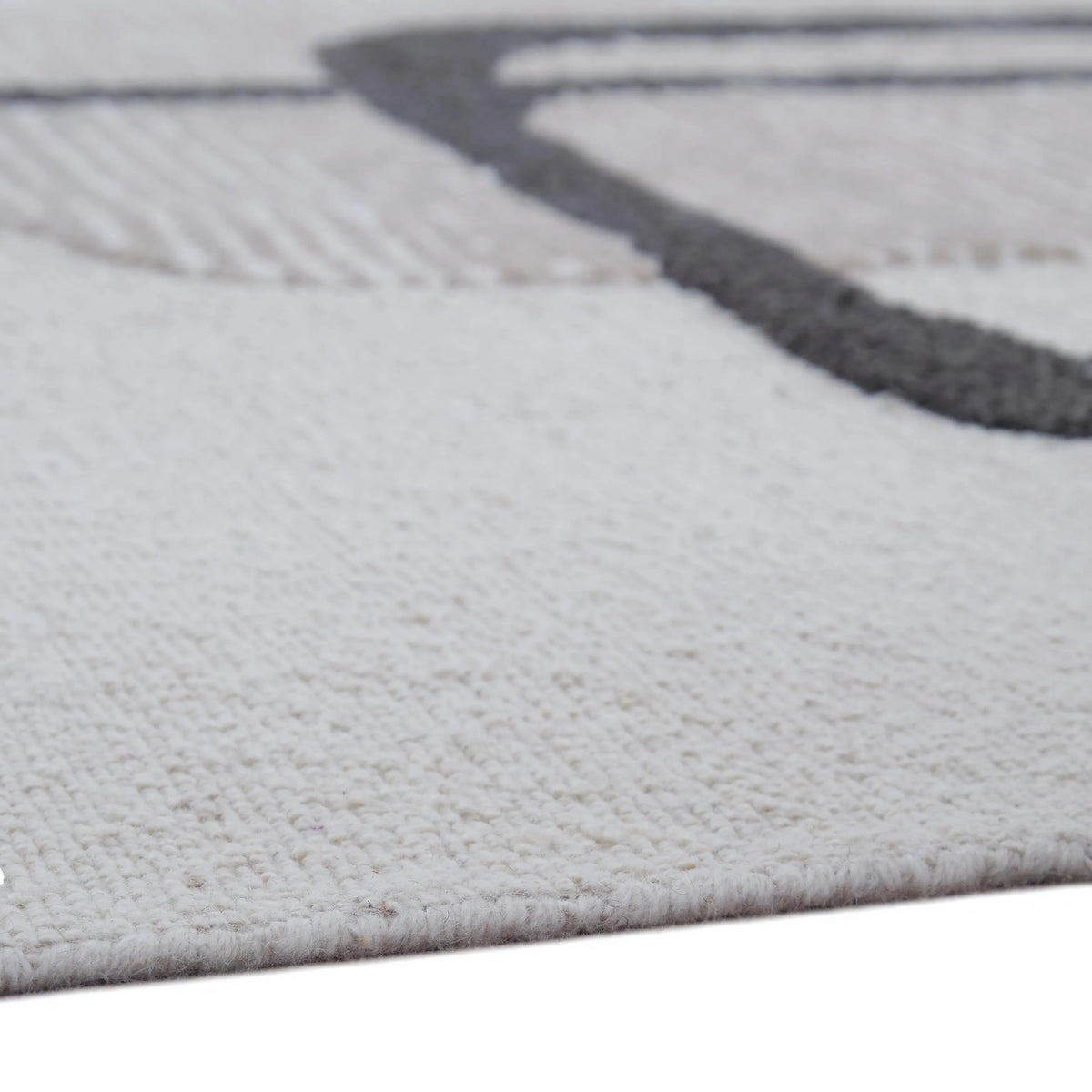 Davis 8 x10 Large Area Rug, Charcoal-Ivory Abstract Accents, Taupe Wool