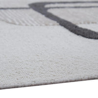Davis 8 x10 Large Area Rug, Charcoal-Ivory Abstract Accents, Taupe Wool
