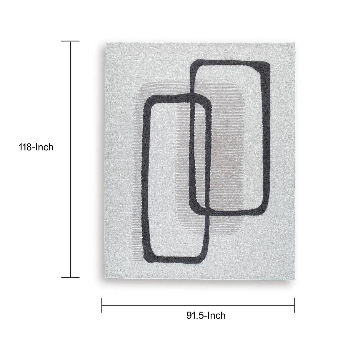 Davis 8 x10 Large Area Rug, Charcoal-Ivory Abstract Accents, Taupe Wool