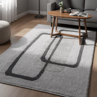 Davis 8 x10 Large Area Rug, Charcoal-Ivory Abstract Accents, Taupe Wool
