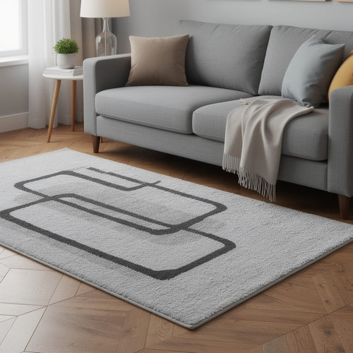 Davis 8 x10 Large Area Rug, Charcoal-Ivory Abstract Accents, Taupe Wool