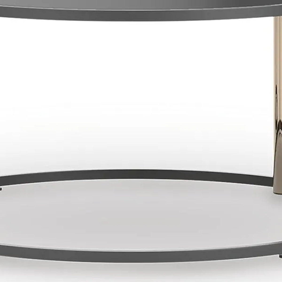 Hanah 3Pc Round Table Set with Goldtone Metal Accents, Black Glass