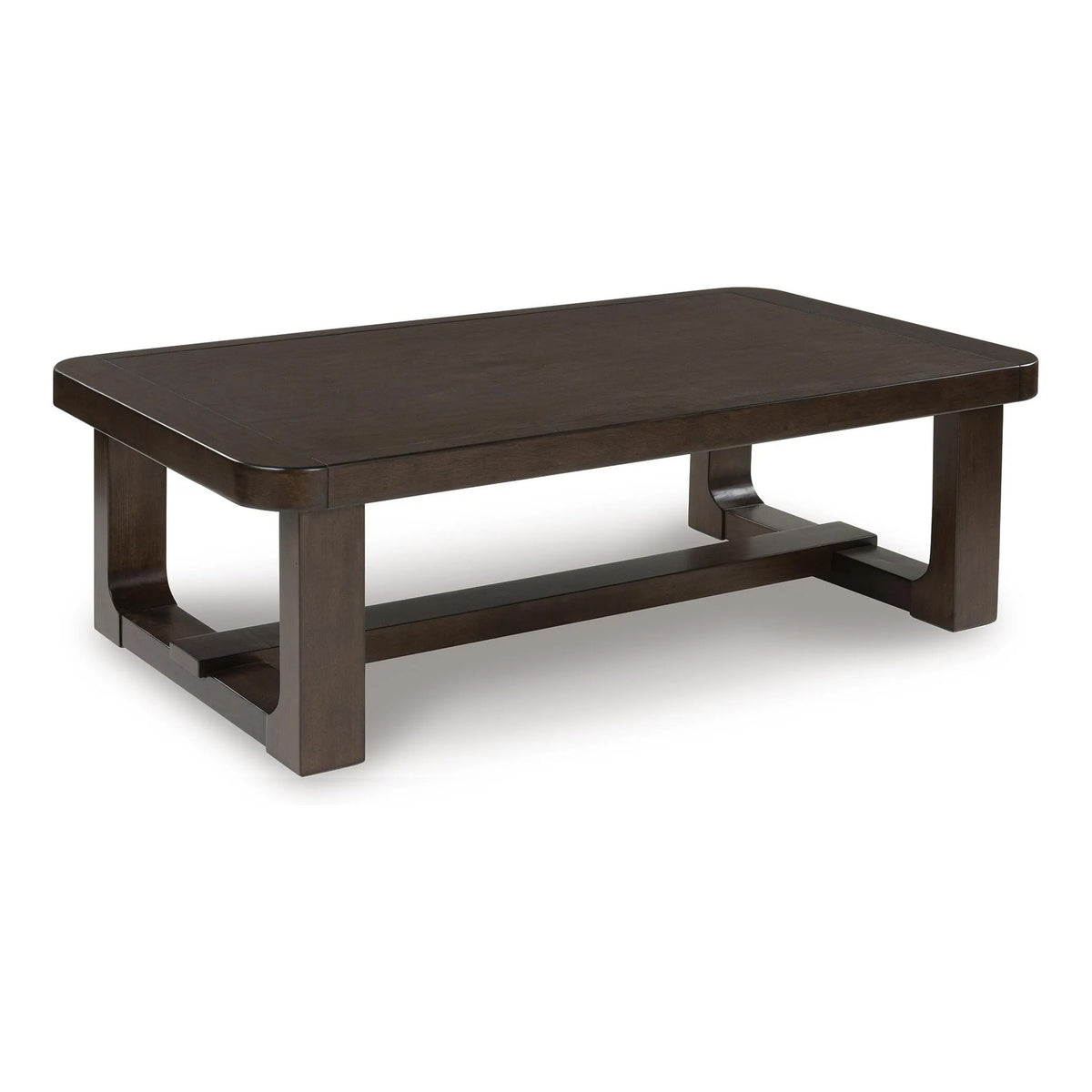 Kemu Rectangular Coffee Table, Open Frame Base, Dark Brown Wood, 56 Inch