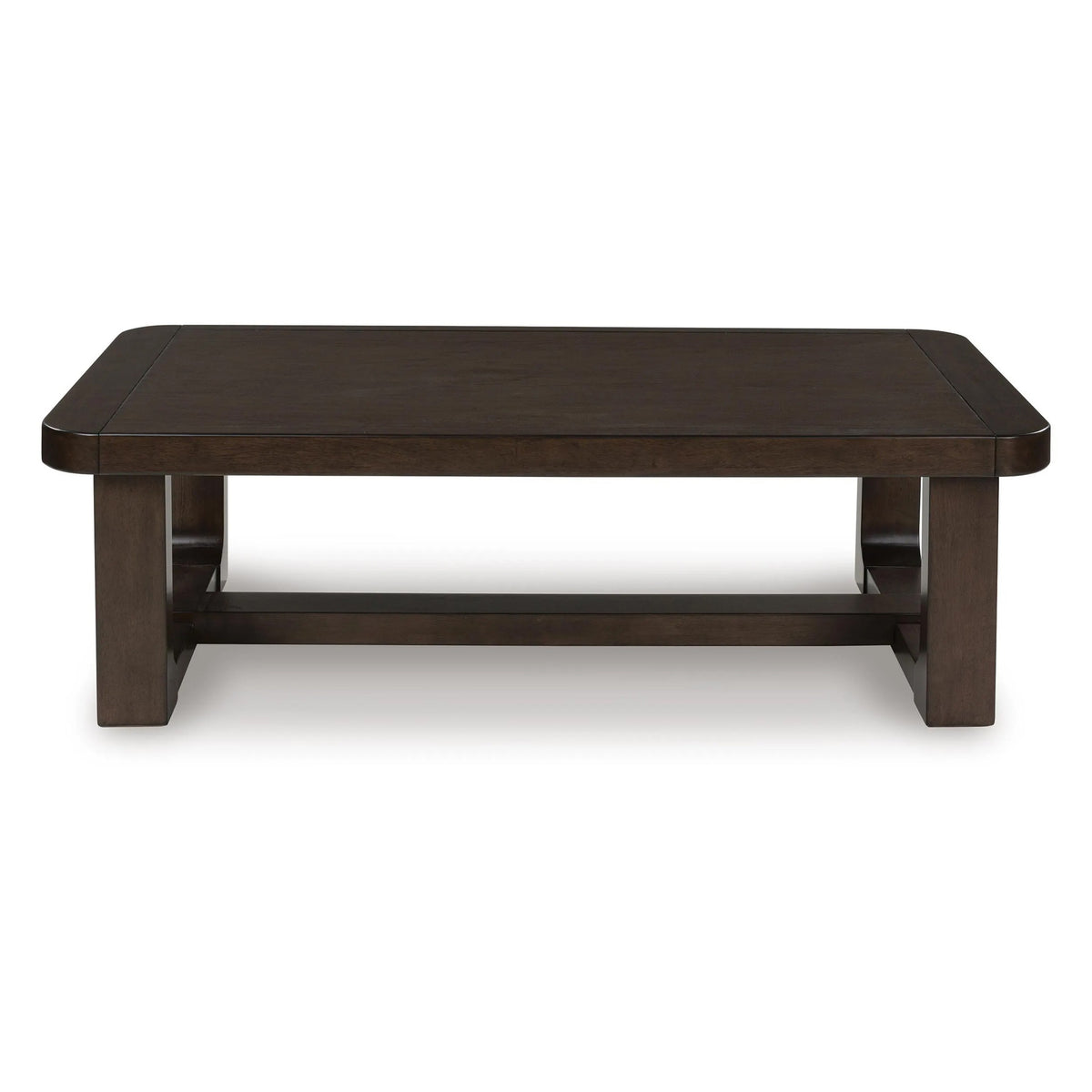 Kemu Rectangular Coffee Table, Open Frame Base, Dark Brown Wood, 56 Inch