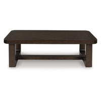 Kemu Rectangular Coffee Table, Open Frame Base, Dark Brown Wood, 56 Inch