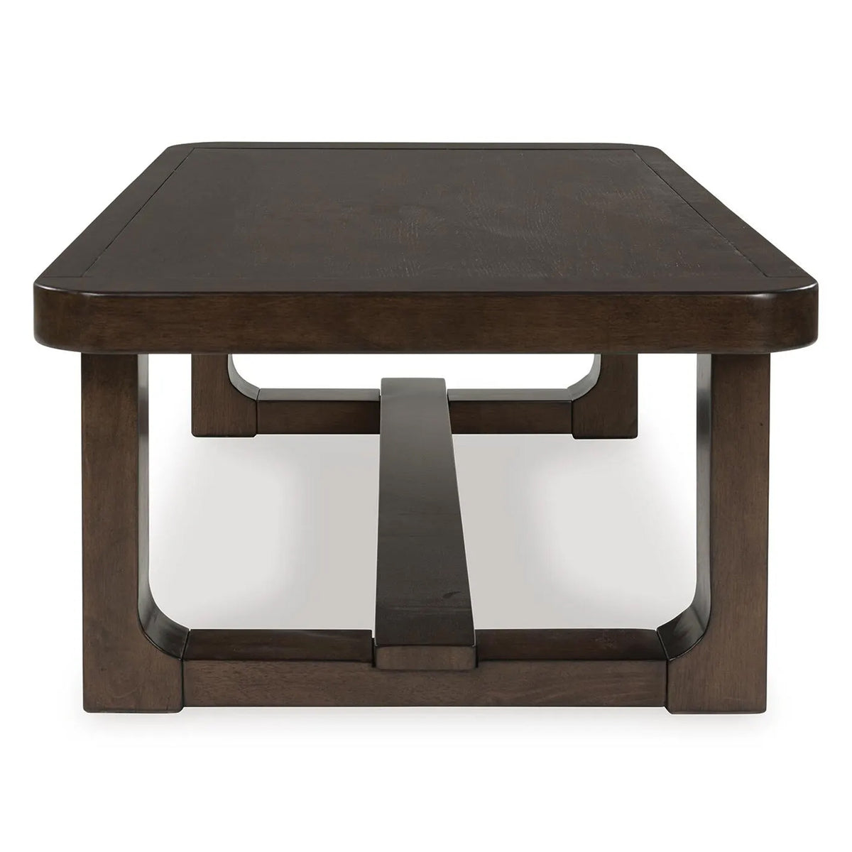 Kemu Rectangular Coffee Table, Open Frame Base, Dark Brown Wood, 56 Inch