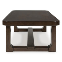Kemu Rectangular Coffee Table, Open Frame Base, Dark Brown Wood, 56 Inch