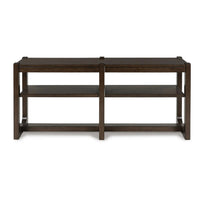 Kemu Sofa Console Table, 2 Adjustable Shelves, Dark Brown Wood 65 Inches - BM354646