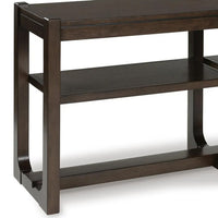 Kemu Sofa Console Table, 2 Adjustable Shelves, Dark Brown Wood 65 Inches - BM354646