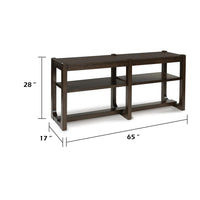 Kemu Sofa Console Table, 2 Adjustable Shelves, Dark Brown Wood 65 Inches - BM354646
