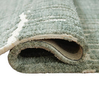 Cayo 8x10 Large Area Rug, Teal Abstract Linear Accents, White Polyester - BM354647