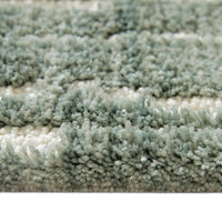 Cayo 8x10 Large Area Rug, Teal Abstract Linear Accents, White Polyester - BM354647