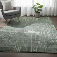 Cayo 8x10 Large Area Rug, Teal Abstract Linear Accents, White Polyester - BM354647