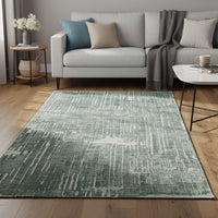 Cayo 8x10 Large Area Rug, Teal Abstract Linear Accents, White Polyester - BM354647