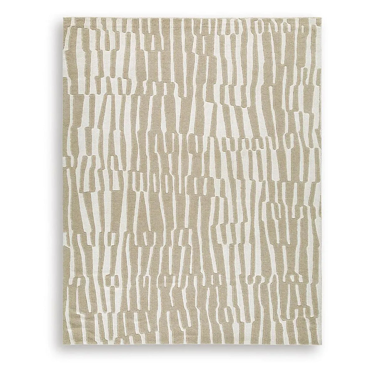 Bella 8x10 Large Area Rug with Abstract Linear Patterns, Beige-White