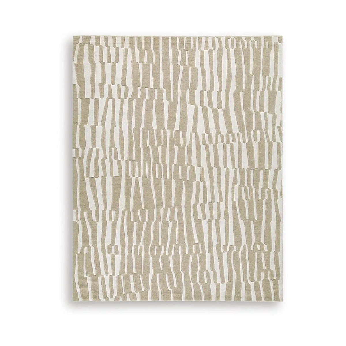 Bella 8x10 Large Area Rug with Abstract Linear Patterns, Beige-White