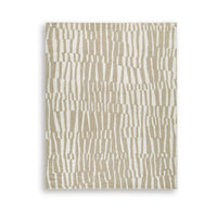Bella 8x10 Large Area Rug with Abstract Linear Patterns, Beige-White