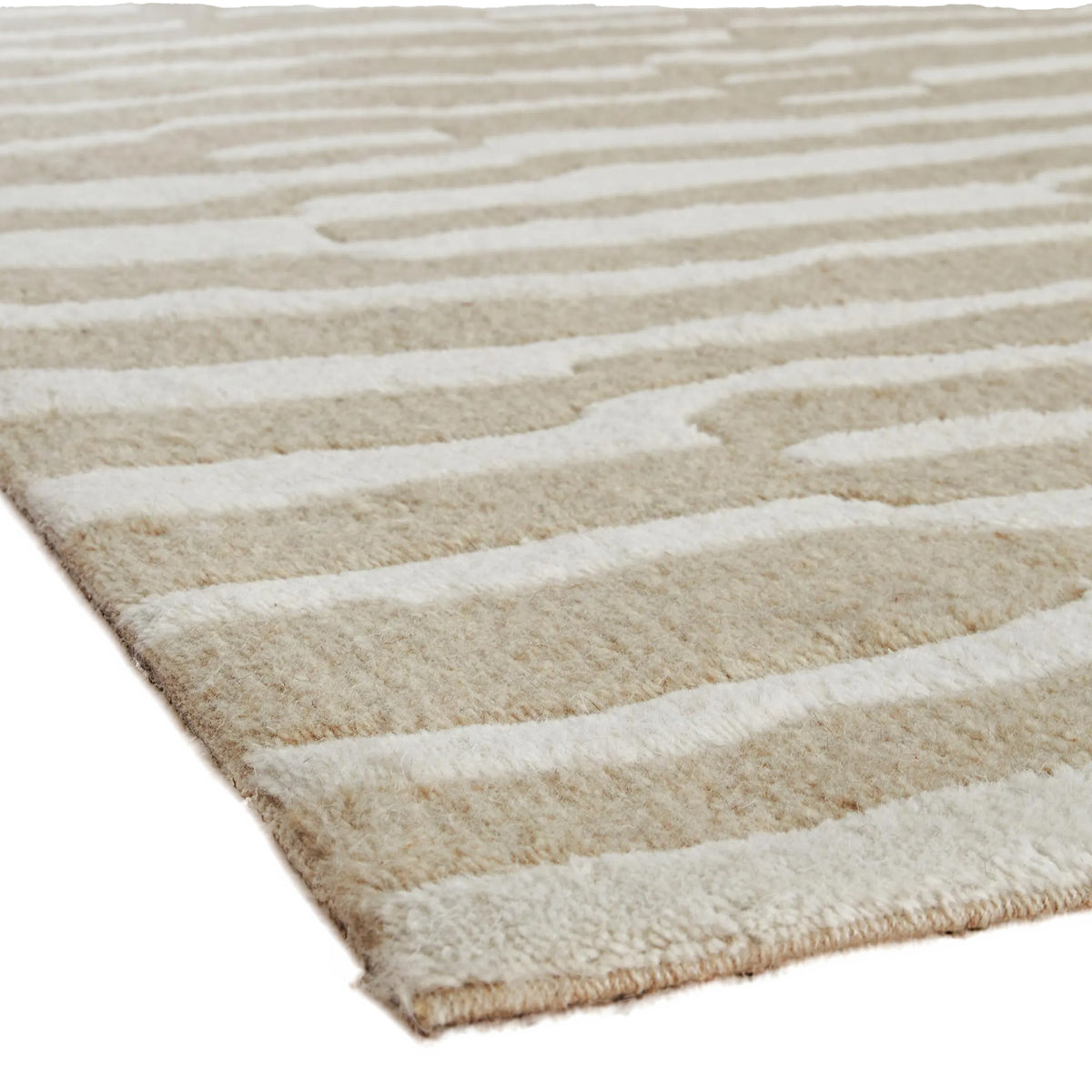 Bella 8x10 Large Area Rug with Abstract Linear Patterns, Beige-White