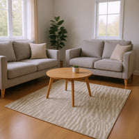 Bella 8x10 Large Area Rug with Abstract Linear Patterns, Beige-White
