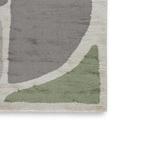 Abram 8x10 Large Area Rug with Green-Gray Geometric Blocks, Ivory