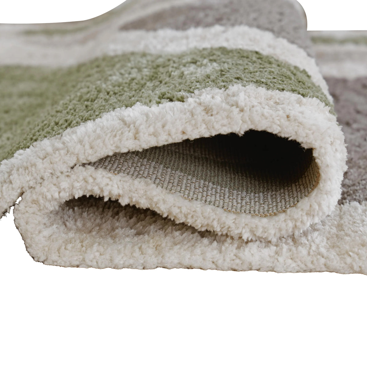 Abram 8x10 Large Area Rug with Green-Gray Geometric Blocks, Ivory