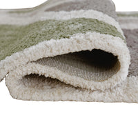 Abram 8x10 Large Area Rug with Green-Gray Geometric Blocks, Ivory