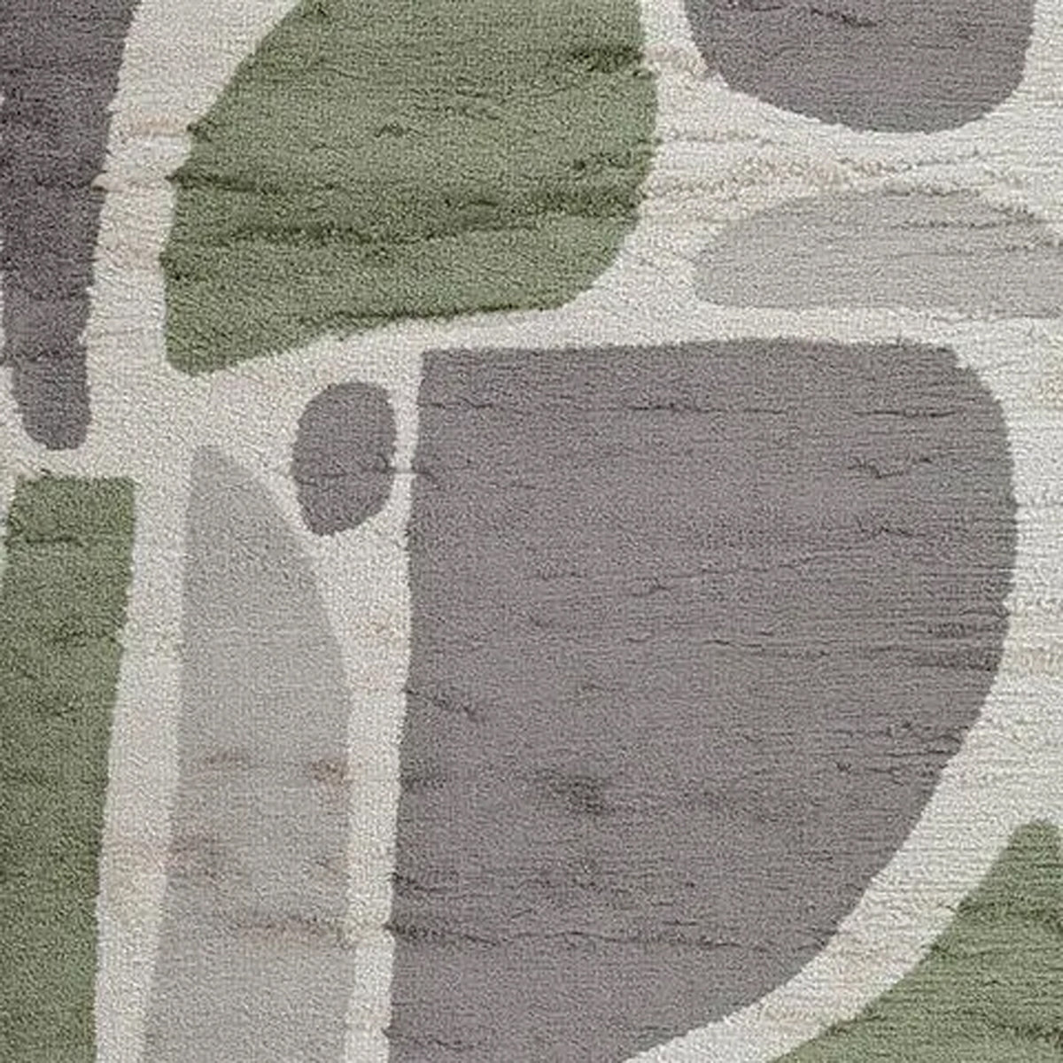 Abram 8x10 Large Area Rug with Green-Gray Geometric Blocks, Ivory