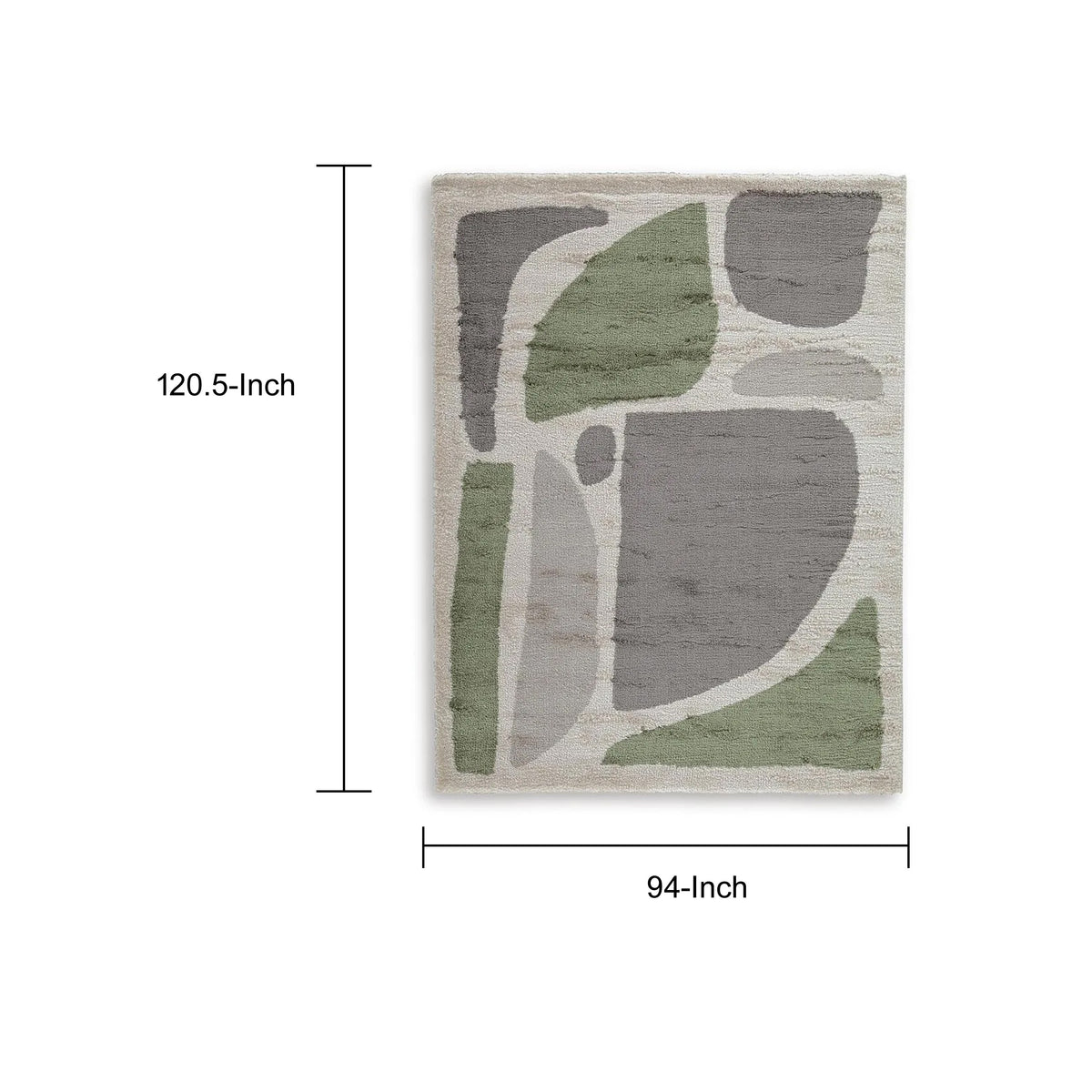 Abram 8x10 Large Area Rug with Green-Gray Geometric Blocks, Ivory