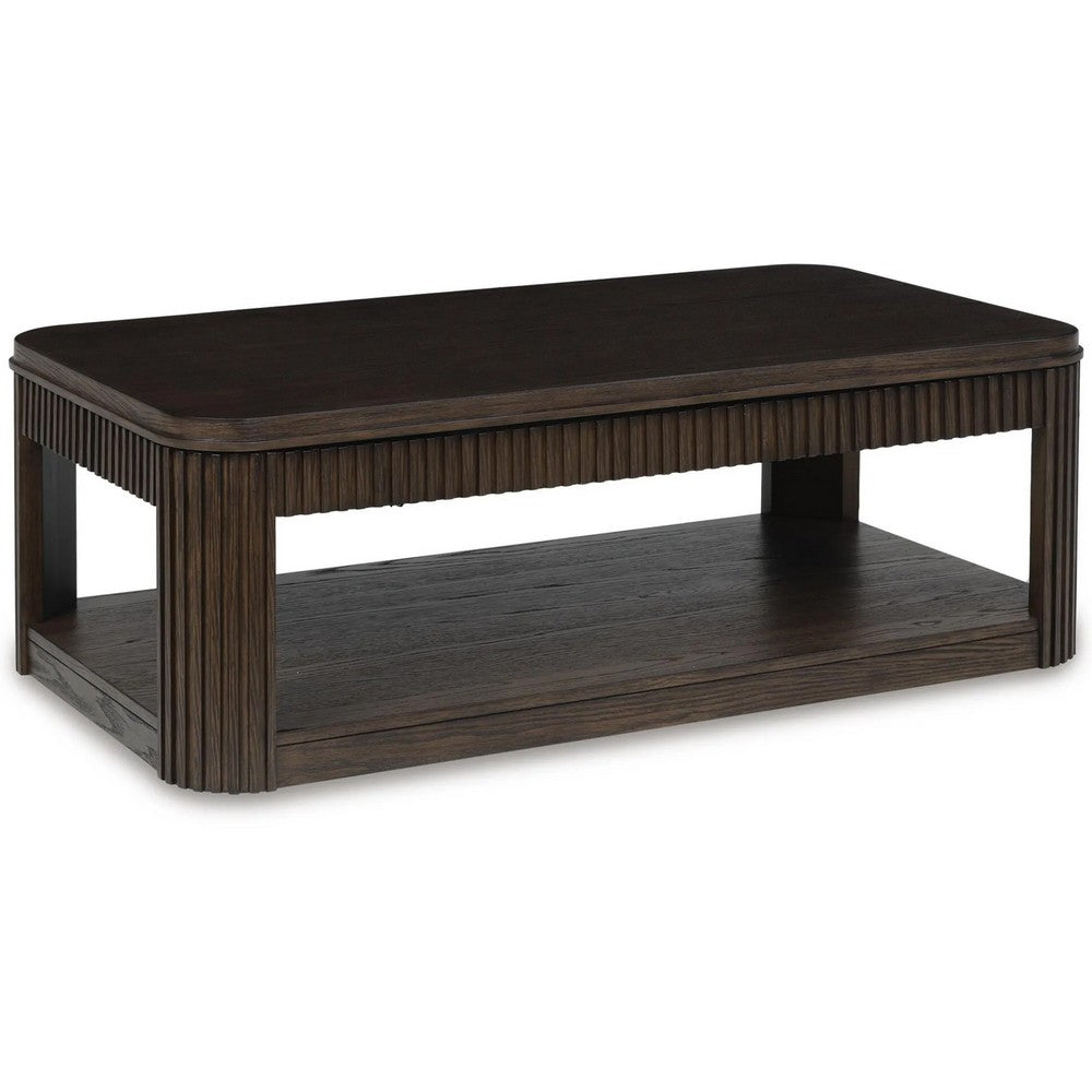 Carli Coffee Table with Lift Top, Open Shelf Base, Dark Brown, 48 Inch - BM354650
