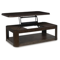 Carli Coffee Table with Lift Top, Open Shelf Base, Dark Brown, 48 Inch - BM354650