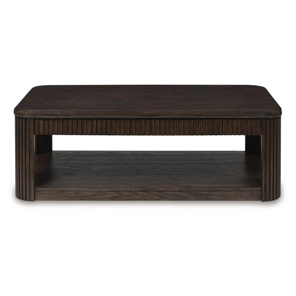 Carli Coffee Table with Lift Top, Open Shelf Base, Dark Brown, 48 Inch - BM354650