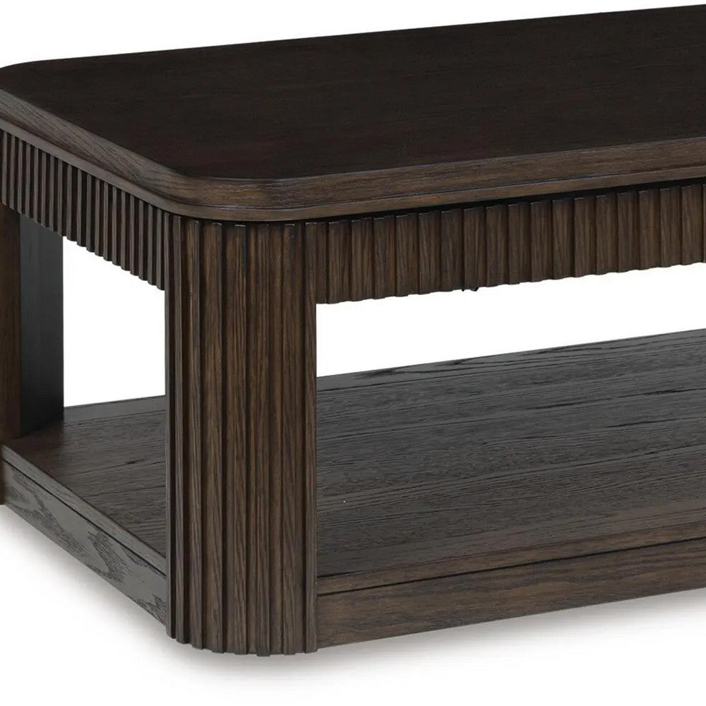 Carli Coffee Table with Lift Top, Open Shelf Base, Dark Brown, 48 Inch - BM354650