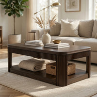 Carli Coffee Table with Lift Top, Open Shelf Base, Dark Brown, 48 Inch - BM354650