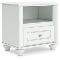 Koze Nightstand with Beaded Drawer and Open Cubby, White Wood 23 Inch - BM354651