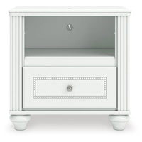Koze Nightstand with Beaded Drawer and Open Cubby, White Wood 23 Inch - BM354651
