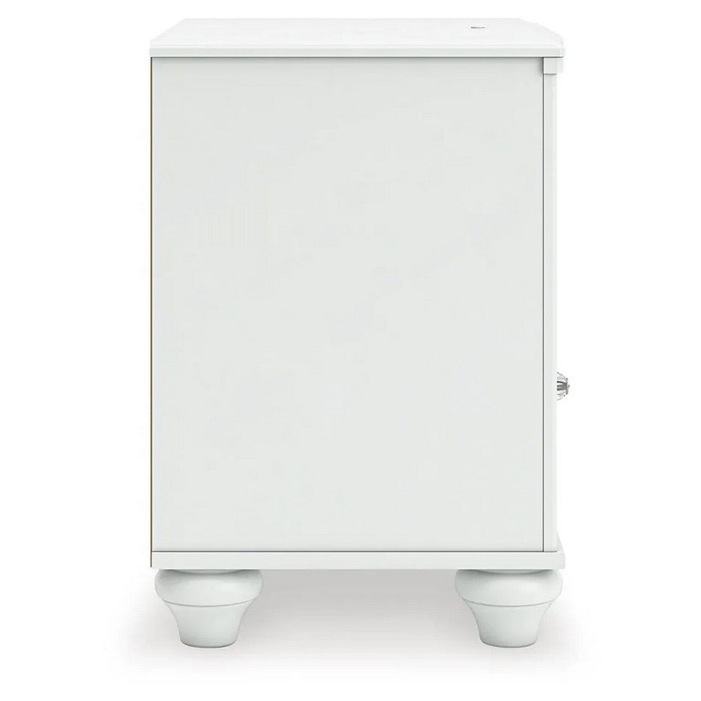 Koze Nightstand with Beaded Drawer and Open Cubby, White Wood 23 Inch - BM354651