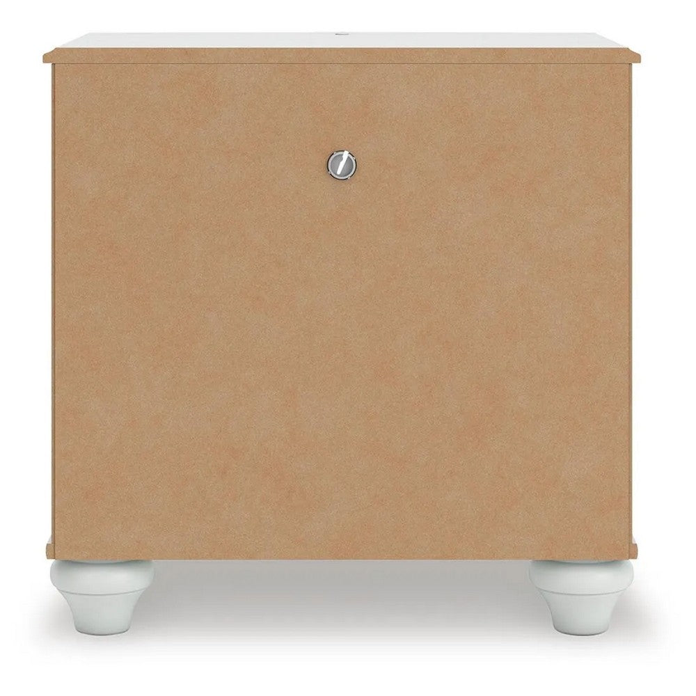 Koze Nightstand with Beaded Drawer and Open Cubby, White Wood 23 Inch - BM354651