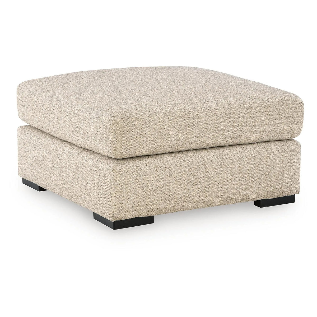 Grove Oversized Square Ottoman, Black Feet, Pebble Beige Textured, 36 Inch