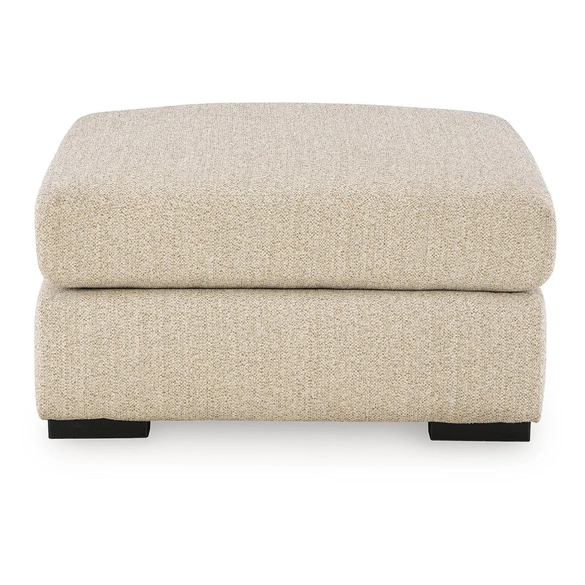 Grove Oversized Square Ottoman, Black Feet, Pebble Beige Textured, 36 Inch
