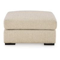 Grove Oversized Square Ottoman, Black Feet, Pebble Beige Textured, 36 Inch
