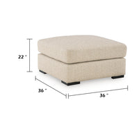 Grove Oversized Square Ottoman, Black Feet, Pebble Beige Textured, 36 Inch