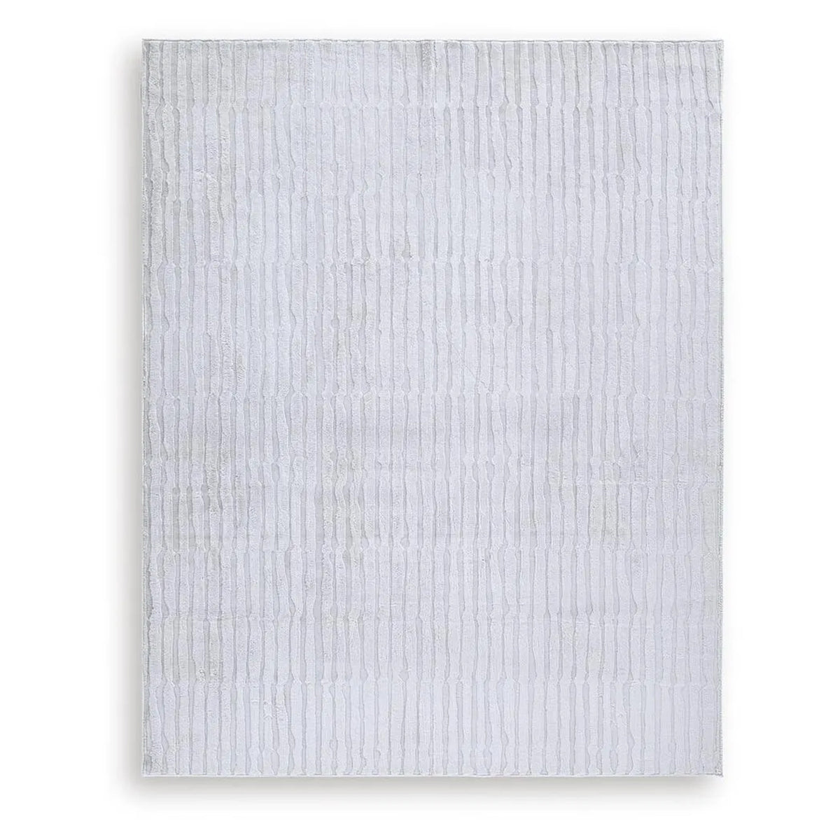 Worly 8x10 Large Area Rug, Textured Linear Patterns, Light Gray Faux Fur