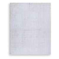 Worly 8x10 Large Area Rug, Textured Linear Patterns, Light Gray Faux Fur